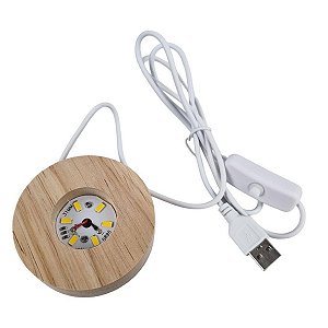 Base de Led Quente Madeira para Luminárias Decorativas Usb
