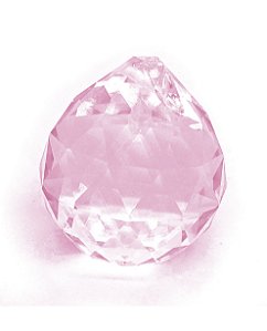 Bola Multifacetada Rosa Feng Shui C/Furo para Pendurar 4cm