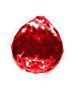 Bola Multifacetada Vermelho Feng Shui Furo para Pendurar 4cm