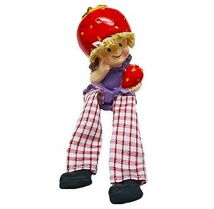 Boneca da Fartura do Morango Perna Mole Tecido e Resina 17cm