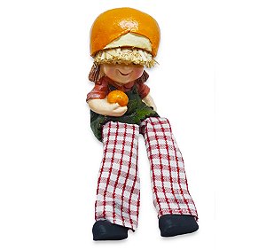 Boneca da Fartura Laranjas Perna Mole Tecido e Resina 17cm