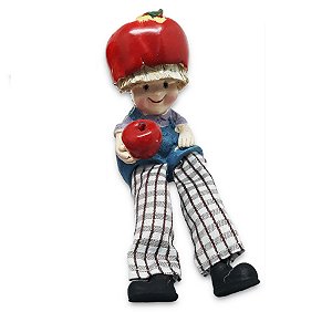 Boneco da Fartura da Maçã Perna Mole Tecido Resina 17cm