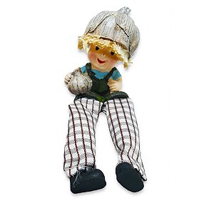 Boneco da Fartura do Alho Perna Mole Tecido e Resina 17cm