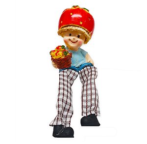 Boneco da Fartura do Morango Perna Mole Tecido e Resina 17cm