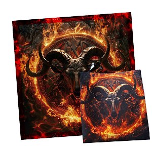 Kit Leitura de Tarô Toalha Bode Baphomt e Bolsa Esotérica