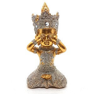 Estátua Buda Tailandês Ceguinho Buda Estatueta 9cm Brilhante