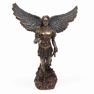 Estátueta São Miguel Arcanjo Celeste Guerreiro de Deus 32 cm