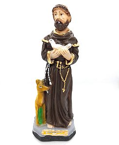 Imagem São Francisco De Assis Escultura Católica Gesso 20Cm
