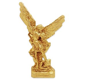 Imagem São Miguel Arcanjo Dourado Esmagando Satanás 23 Cm