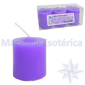 Trio Velas Perfumadas de 1 dia Aroma Lavanda
