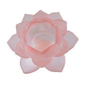Porta Velas em Vidro Flor de Lótus - Enfeite Vidro Rosa