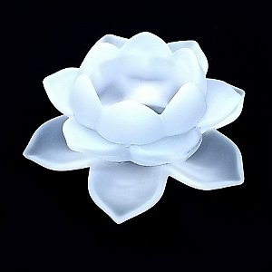 Porta Velas em Vidro Flor de Lótus - Enfeite Vidro Branco