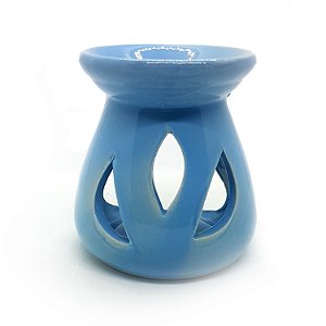 Rechô em Cerâmica Pétalas Perfumadas Porta Velas Azul 7cm