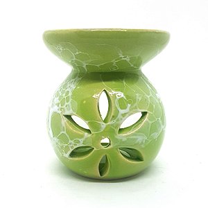 Rechô em Cerâmica Flores Perfumadas Porta Velas Verde 8cm