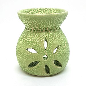 Rechô em Cerâmica Flores Perfumadas Porta Velas Verde 8cm C