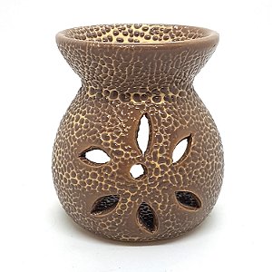Rechô em Cerâmica Flores Perfumadas Porta Velas Marrom 8cm C