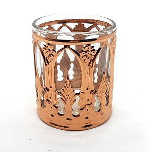 Castiçal Porta Velas em Vidro Portal Divino Rosé