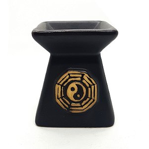 Rechô Cerâmica Oriental Quadrado Porta Velas Oriental Preto