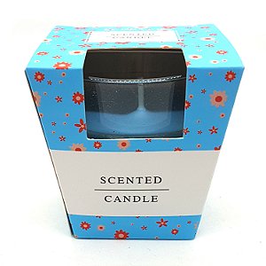 Vela Aromática Aroma Floral Vela Blue Flowers Copo de Vidro