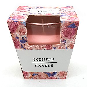Vela Aromática Aroma Flores Vermelhas Vela Copo de Vidro