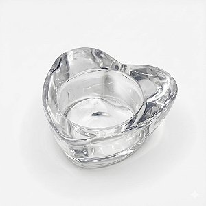 Castiçal Porta Velas em Vidro Coração Transparente 6 cm