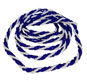 Guia Brajá 3 Fios Trançado Azul Escuro Branco 60 cm Umbanda