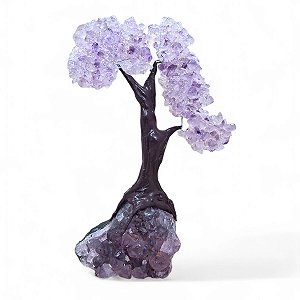 Árvore Pedra Natural Ametista com Base Drusa Ametista 13 cm