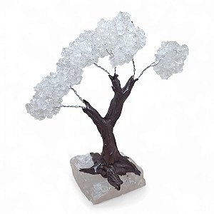 Árvore Pedra Natural Cristal com Base Drusa de Cristal 17 cm