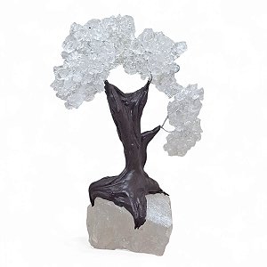 Árvore Pedra Natural Cristal com Base Drusa de Cristal 13 cm