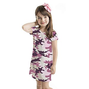 Vestido Infantil Vanilla Camuflado Lilás