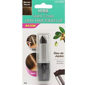 KISS NEW YORK Retoque Capilar Batom Gray Hair Touch Up Marrom Escuro 6g (LGC03)