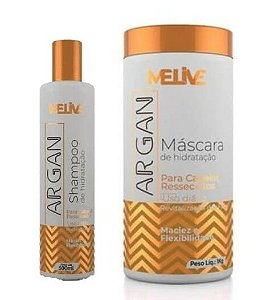 MELIVE Argan Kit Shampoo 300ml + Máscara Capilar de Hidratação 1Kg