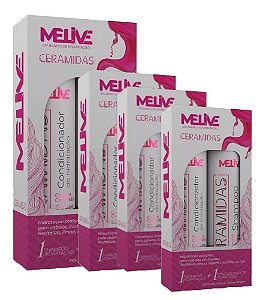 MELIVE Ceramidas Kit Shampoo + Condicionador de Hidratação 300ml 6un