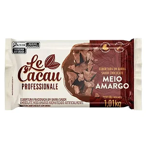 Chocolate Meio Amargo em Barra Fracionado Cobertura 1,010kg LE CACAU