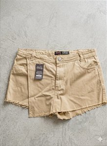 Short saia jeans bege