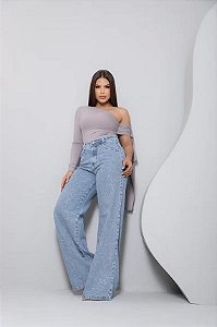 Calça Jeans Feminina Wild Leg Azul Claro