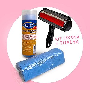 Kit Escova Removedora de Pelos e Toalha Super Absorvente Azul