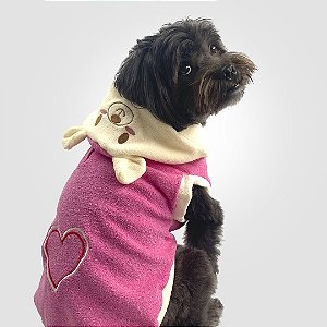 Moletom para Cachorros Coração Ursinho Rosa