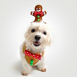 Fantasia de Natal para Cachorros e Gatos Biscoito de Natal com Bandana