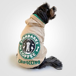 Roupinha Pet Moletom para Cachorros Novo Starbarks Cãopuccino