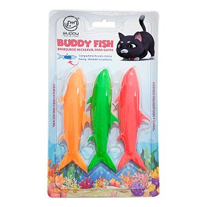 Brinquedo Recheável para Gatos Buddy Fish com 3 Unidades