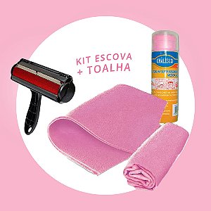 Kit Escova Removedora de Pelos e Toalha Super Absorvente Rosa