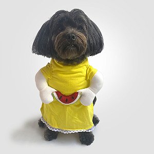 Fantasia para Cachorros Vestido Amarelo e Melancia