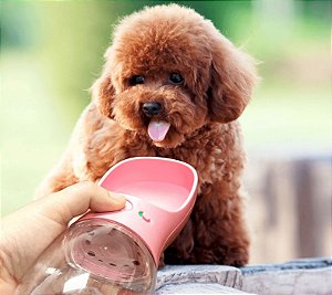 Garrafa Portátil para Cachorros e Gatos Luxo Rosa