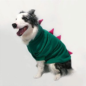 Moletom para Cachorros Dinossauro Verde com Rosa