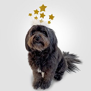 Fantasia Ano Novo para Cachorros e Gatos Estrelas Douradas