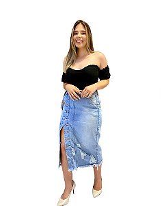 Saia Midi Jeans Slim