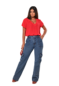 Calça Cargo Jeans Slim Solyx