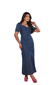 Vestido Longo com Manga