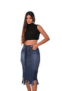 Saia Midi Jeans Slim